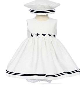 NEW STAR WHITE NAVY SAILOR GIRL DRESS INFANT TODDLER CHILDREN HALOWEEN 