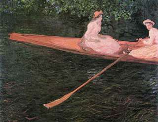 FRAMED Claude Monet Canoe Epte River Repro CANVAS ART  
