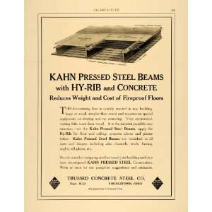  1915 Ad Trussed Concrete Pressed Steel Beams Hy Rib 
