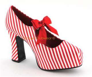 PLEASER Candy Cane Pinstripe Maryjanes High Heels Shoes  