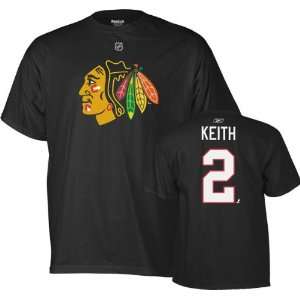 Duncan Keith Black Reebok Name and Number Chicago Blackhawks T Shirt