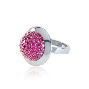  Stardust 3.2Ct Pink Tourmaline 20mm Micro Pave Silver Ring 