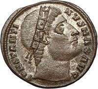CONSTANTINE I the GREAT, 327AD, Silvered FollisVictory over LICINIUS 