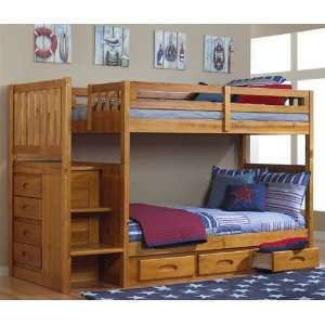 Honey Stair Stepper Bunk Bed Twin over Twin 