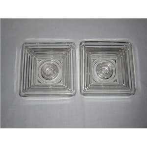   HOCKING MANHATTAN CANDLESTICK CANDLE HOLDERS TWO DEPRESSION GLASS