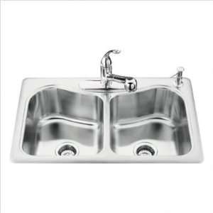  Bundle 82 Staccato Double Basin Self Rimming Kitchen Sink 