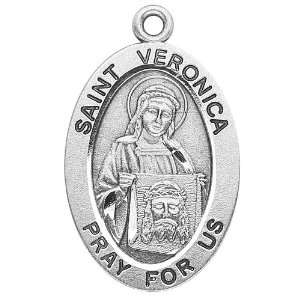  Sterling Silver Oval St. Veronica 18 Chain. Gift Boxed 