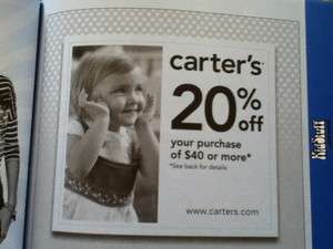 Carter’s Coupon 20% off on your purchase of $40 or more  