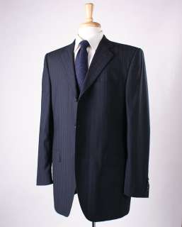   & GABBANA Black with Blue Stripe Wool Suit 42 R (Eu52) Italy  