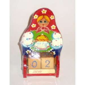  Calendar wooden * Russian Nesting doll * size 12.5 x 7.5 