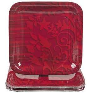  Red On Red Square Dinner Plates   Tableware & Party Plates 