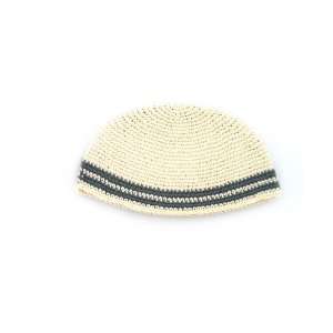  Set of 5, 25 Centimeter Beige Knitted Kippahs with 