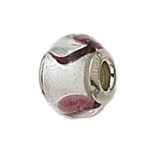   Zable Silver Purple Spot Murano Glass Sterling Silver Charm Jewelry
