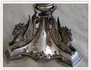 Old English Silverplate Compote Pair PEGASUS Decoration  