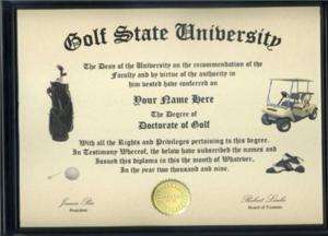 UNIQUE DIPLOMA FOR A GOLFER   A GREAT GIFT IDEA   