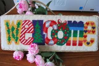 Handmade Wool Needlepoint Tapestry WELCOME Sign Hanging  