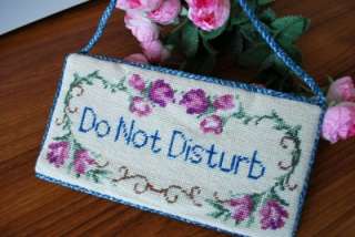 Handmade Wool Needlepoint Tapestry Do Not Disturb Sign  