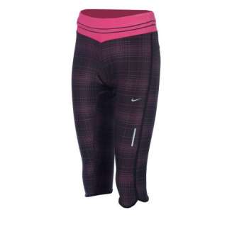Nike Womens Printed CAPRIS Tights Pants Workout Running Tennis Black 