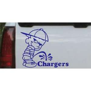 Blue 18in X 14.8in    Pee On Chargers Car Window Wall Laptop Decal 