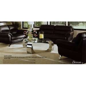   Black Leather Chair Loveseat Sofa Set w/chrome legs