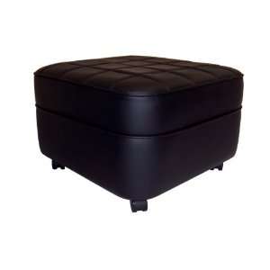  New   Black Vinyl Square Quilt Top Ottoman by NW 