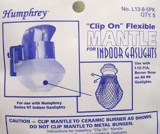 Humphrey Propane Gaslight Lamp Clip on Mantle  