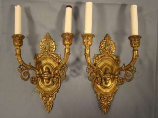 Antique FRENCH VICTORIAN Style LOUIS XIV Old BRASS Double LAMP Wall 