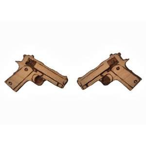  Good Wood Beretta Gun Studs Earrings Natural Wood Jewelry