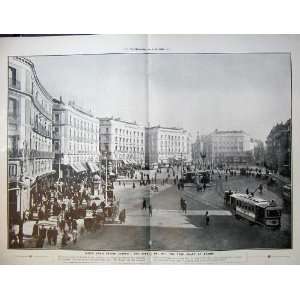   1906 Queen Ena Puerta Del Sol Madrid Spain People Tram