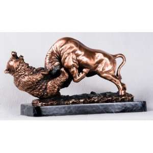  5.5 inch Copper Angry Bull Ramming Into Grizzly Bear 