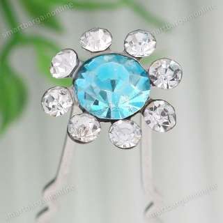   Color Crystal Flower Bridal Party Lady Hair Pin Clip Jewelry  