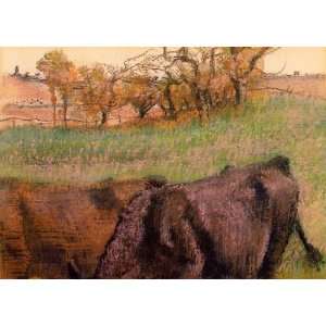Oil Painting Landscape Cows in the Foreground Edgar Degas Hand Pain
