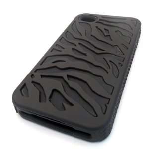  Apple iPhone 4 4S 4G BLACK Zebra Hybrid SOFT AND HARD Case 