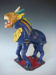 Vintage Mexican ceramic folk art MEDRANO lion nagual  