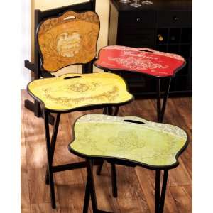  4   Pc. Wine Labels and Corks TV Tray Set
