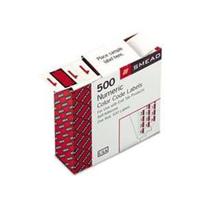  Single Digit End Tab Labels, Number 1, Red on White, 500 
