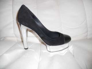click to see supersized image chanel 2011 black suede pumps with black 