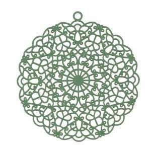 Sea Green Color Coated Brass Stampings By Ezel   Large Round Filigree 