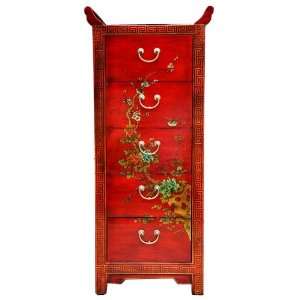 Chinese Village Scene Leather Covered Elm Wood Chest of 