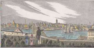 Charlestown Massachusetts 1839 View Hand Colored Bunker Hill U.S. Navy 