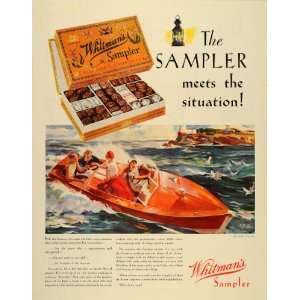   Sampler Chocolate Candy Box Boat   Original Print Ad