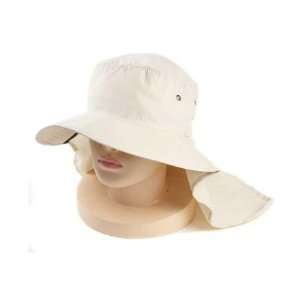   Ladies Wide Brim Summer Sun Protection Flap Hat Beige 