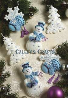 Bucilla Snowflake Snowman ~ Felt Christmas Ornament Kit #86094, 6 Pce 