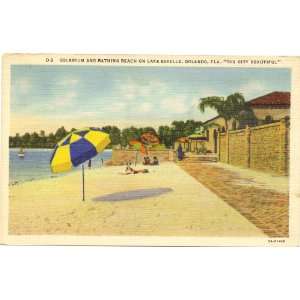  1940s Vintage Postcard Solarium and Bathing Beach on Lake 