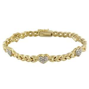   Gold over Sterling Siver Diamond Accent Heart & Leaf Bracelet Jewelry