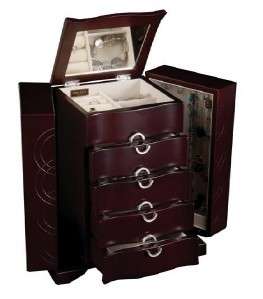 Mele Vaughn Jewelry Box Wood Mahogany Upright Storage Chest Art Deco 