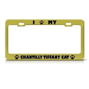  Chantilly/Tiffany Cat Gold Metal license plate frame Tag 