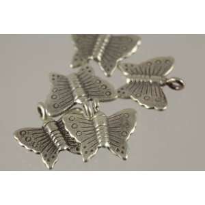 Circle & Line Printed Butterfly Thai Sterling Silver Charms Karen 