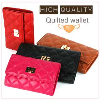   KOREA]Women Genuine leather designer style QUILTED trifold long wallet