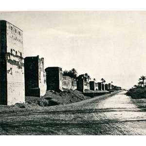  1922 Tipped In Print Medina Marrakech City Walls Morocco 